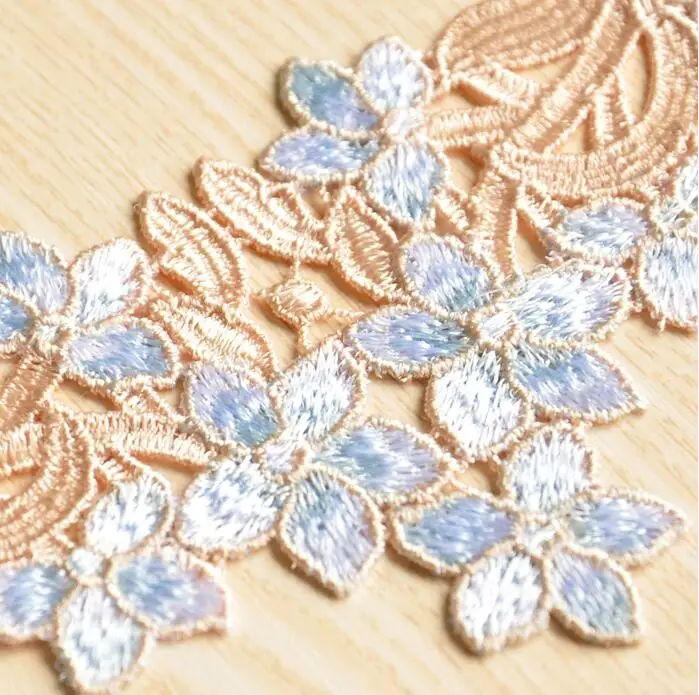 1 Piece 19*8cm Blue Skin Exquisite Embroidery Flower Mini Lace Collar Fabric Sewing Applique DIY Children Neckline Wedding | Дом и сад