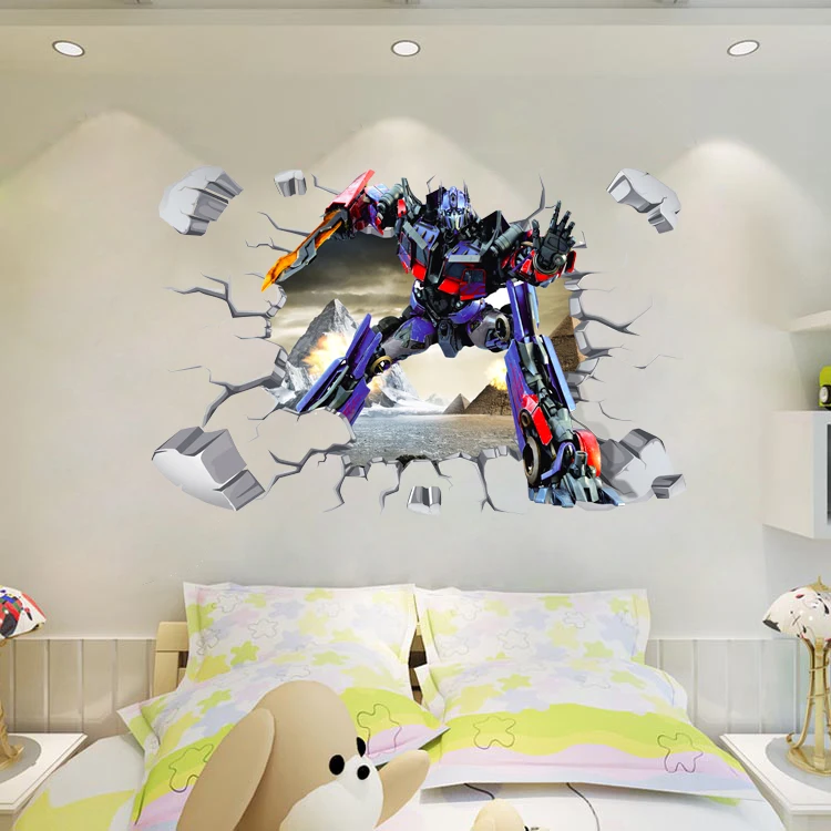 Совершенно новая 3D новинка большой Бамблби Optimus Prime Наклейка на стену Декор