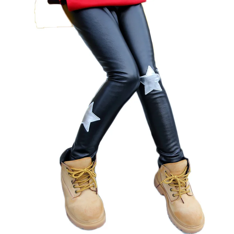 Дети Обувь для девочек Искусственная кожа Брюки зима 2018 Штаны девочек-подростков