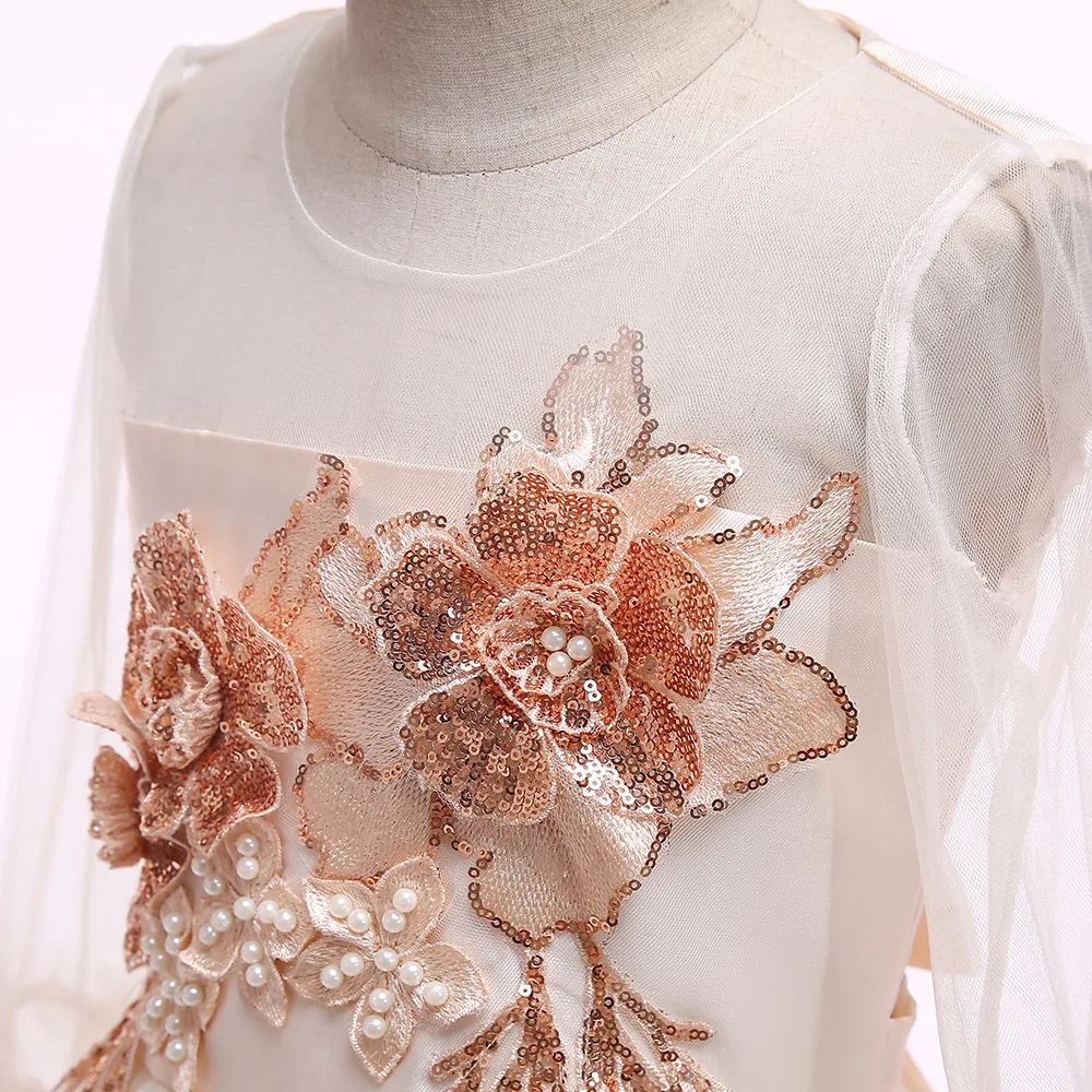 

little flower girls Champagne for weddings Baby Party frocks sexy children images Dress kids prom dresses evening gowns