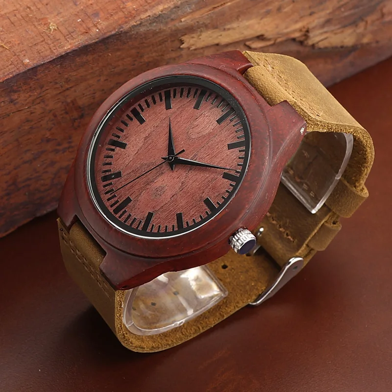BOBO BIRD/красные деревянные часы из сандалового дерева мужские кварцевые erkek kol saati с