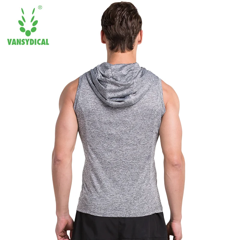 VANSYDICAL мужские однотонные толстовки без рукавов куртки для бега быстросохнущая