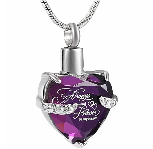 Небесно голубой камень талисман в форме сердца кристалл урна ожерелья для пепла