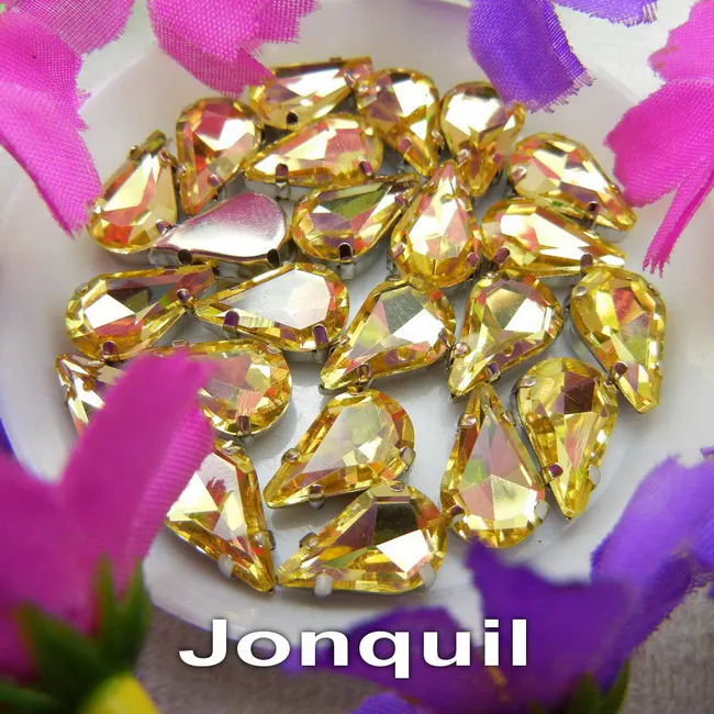 A11 Jonquil Стеклянные хрустальные серебряные коготки 3*6 мм 6*10 мм 8*13 мм форма капли воды груша необычные цвета смешанные пришивные стразы бусины ручной работы diy - Цвет: A11 Jonquil
