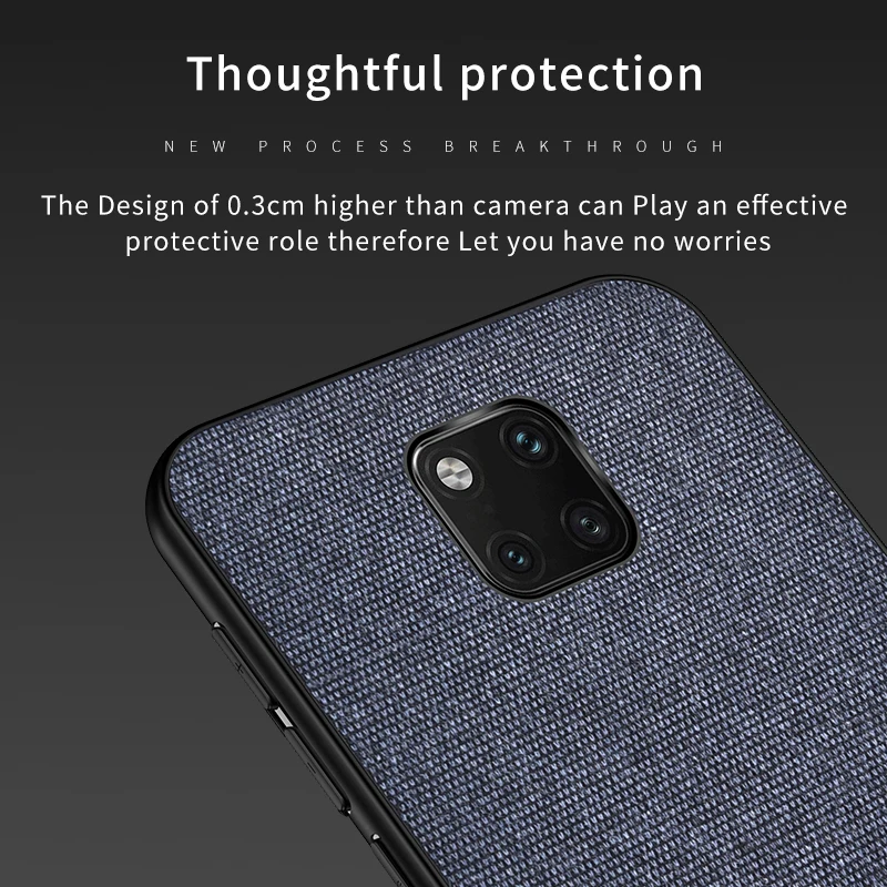 For Huawei Mate 20 Pro Case Fabric Cloth Hard PC Back Cover Mate20 Soft Silicone Busniess Simple Phone |