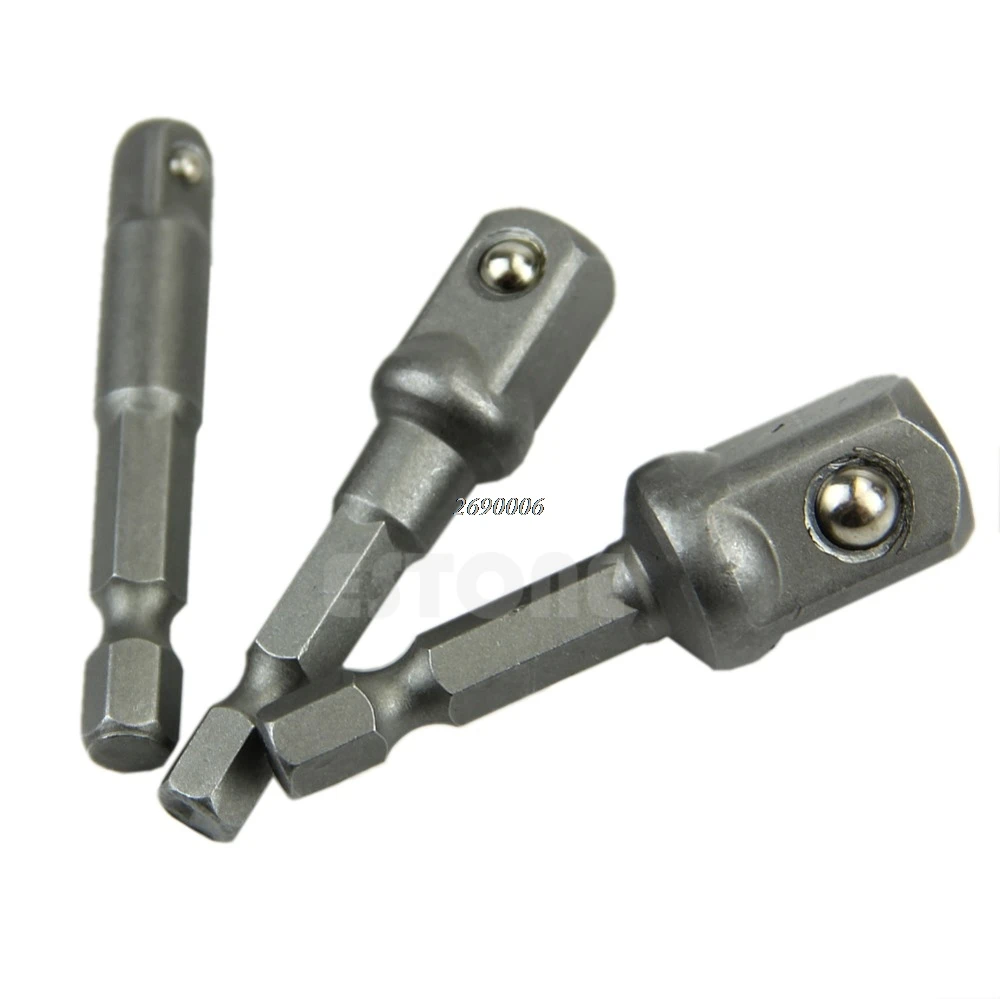 

Steel Drill Bit Bar Hex Socket Driver Shank Adapter Set Easy Use 1/4" 3/8" 1/2
