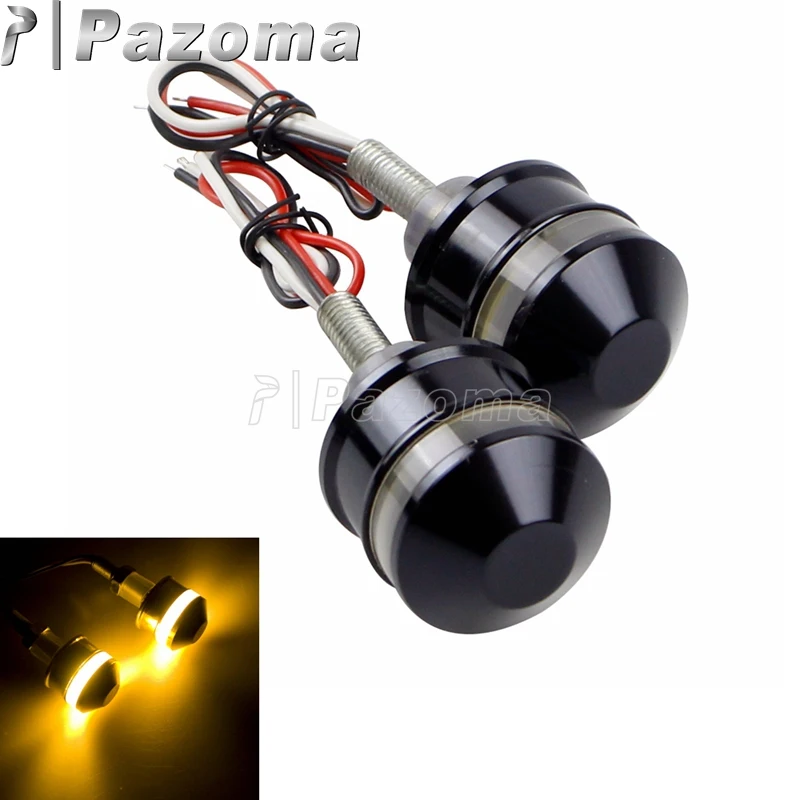 2 шт. черный Универсальный мотоцикл 1 &quot25 мм ручка бар конец светодиодный