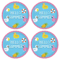 9inch 24pcs hello summer paper plates cartoon swimming pool disposable tableware sets summer clubs party decorations supplies