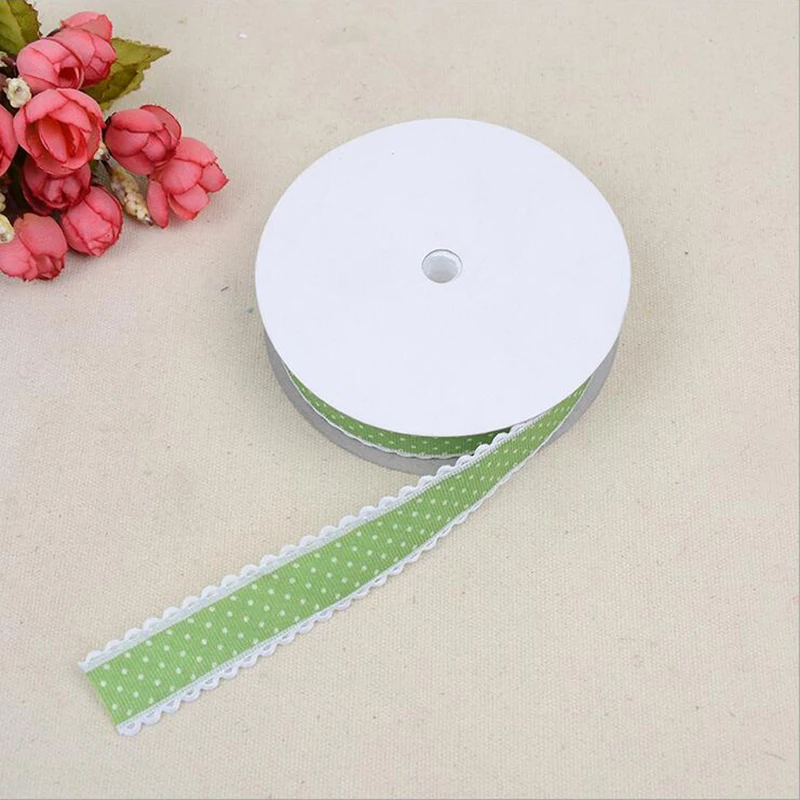 Grosgrain ленты печати горошек кружева край 25 мм Высокое качество DIY свадебная одежда