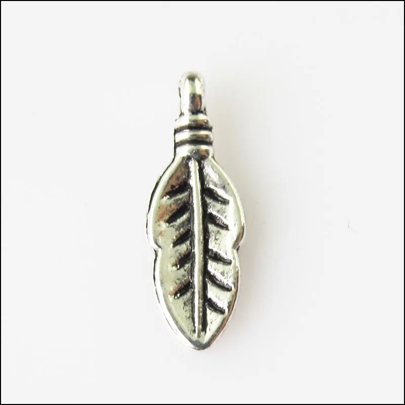 Новый 70 шт. Тибетский Серебристый Цвет Крошечный листьев Подвески 6x17mm|Шармы| |