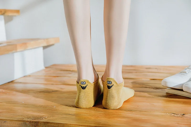 5 пар/партия, женские носки с вышивкой Kawaii Happy Fashion, забавные Женские носочки, хлопковые летние яркие цвета