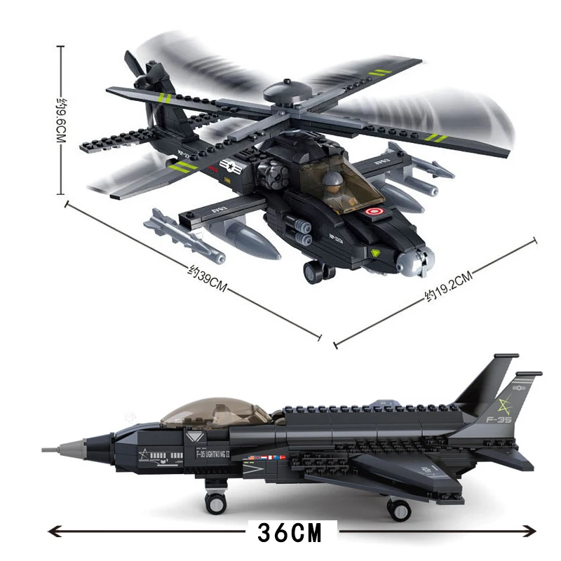 Совместимость Legoed городской самолет F-35 аэроплан корабельный военный AH-64A модель