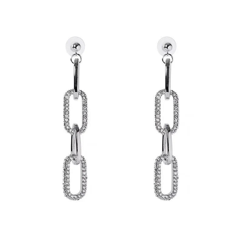 

Bilincolor fashion cubic zirconia hiphop chain drop earrings for women
