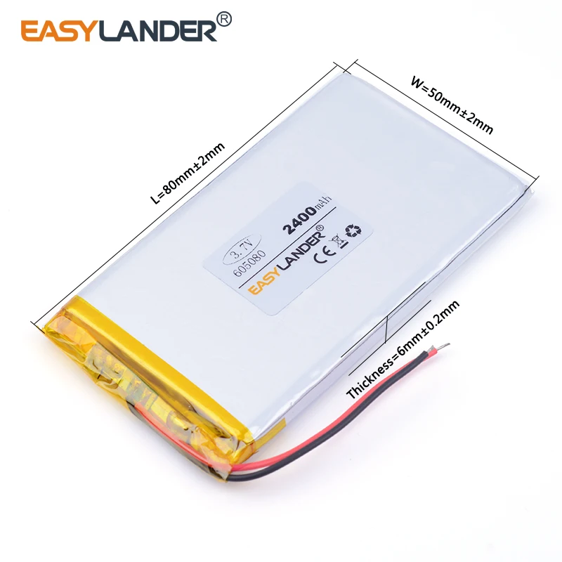 best battery brand 605080 3.7V lithium polymer batteries 2400MAH 7 inch Tablet PC A product 065080 | Электроника