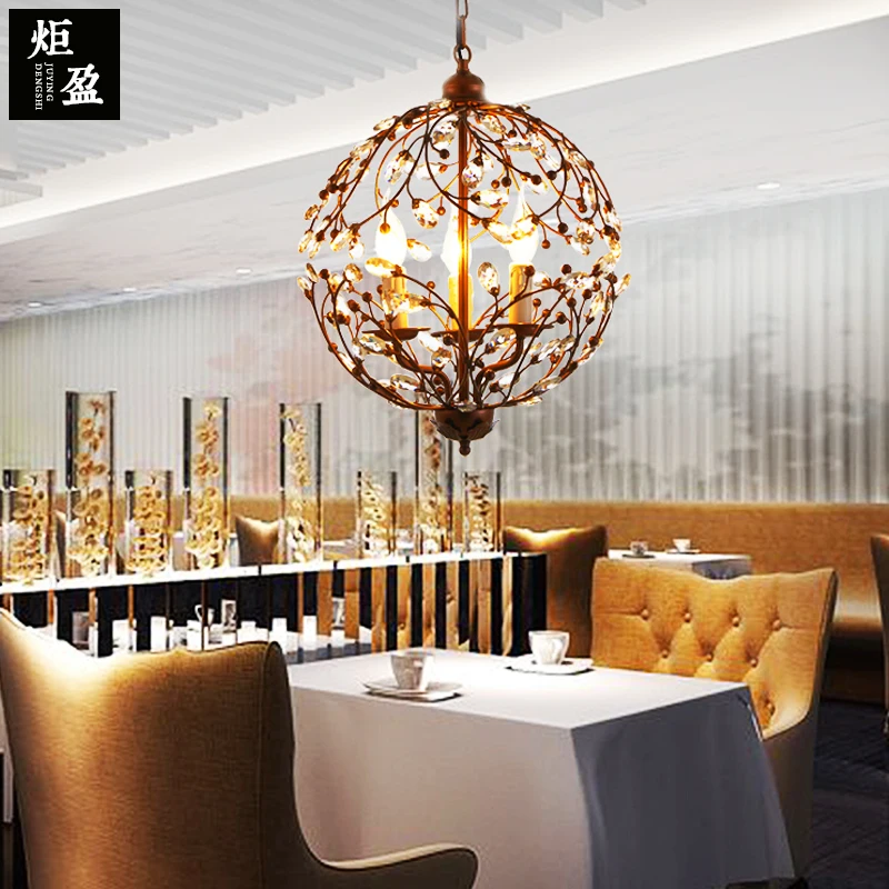 Скандинавская Ретро железная Хрустальная индивидуальная сферическая люстра в
