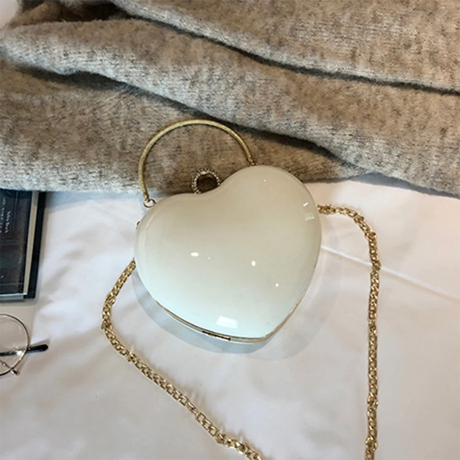 2019 Роскошная лакированная кожа Сердце Форма цепи сумка через плечо с верхней