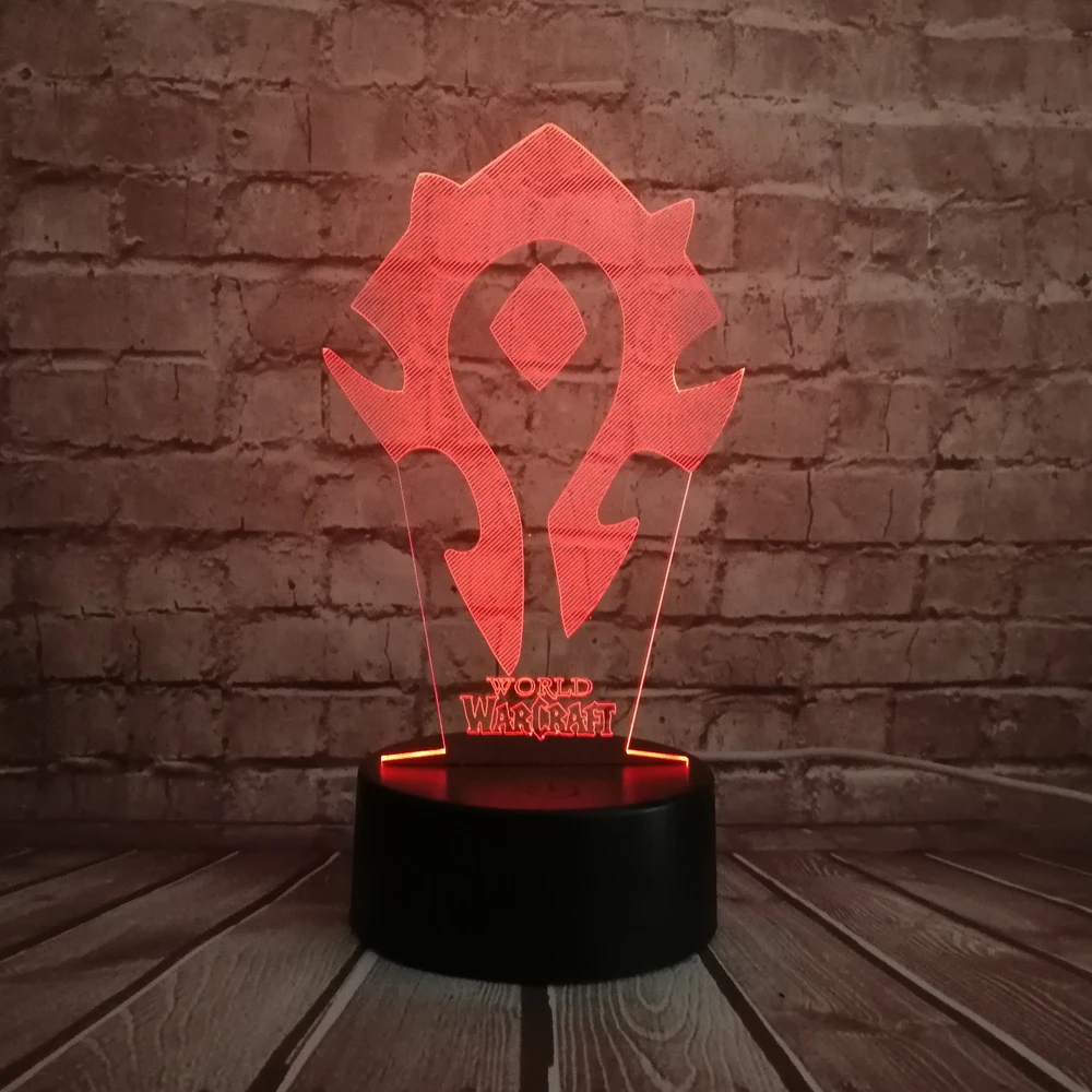 3D светильник игра WOW World of Warcraft племенные знаки 7 цветов Настольный светодиодный ночник для детей праздник Рождественский подарок иллюзия