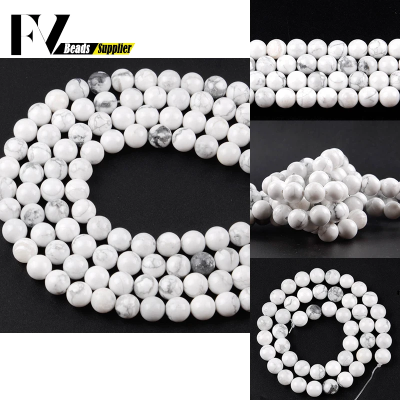 

Natural Marble Howlite White Turquoises Stone Beads for Jewelry Making 4 6 8 10mm Gem Round Beads Diy Bracelet Accessories