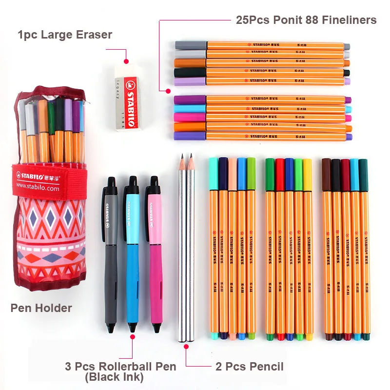 Stabilo Roller Set Stabilo Point 88 Fineliner ручки 0,4 мм professional цвет книги по искусству маркер Multi ed 31 шт. ролик Набор для записи рисуйте наброски - Цвет: Stabilo Roller Set