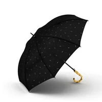 hot sale brand large long umbrella men retro bamboo rattan curved handle quality rain umbrella strong windproof anti uv parasol