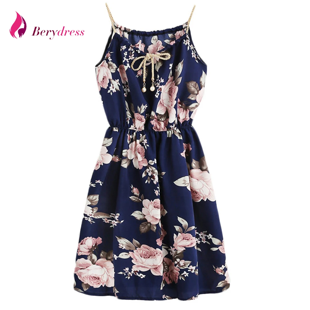 Женское платье на тонких бретельках Berydress белое мини-платье с цветочным принтом