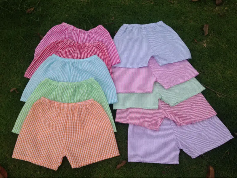 

kids teenage baby toddler newborn Bloomers casual short trousers cheap Summer Multi Colored Striped Cotton Seersucker Shorts