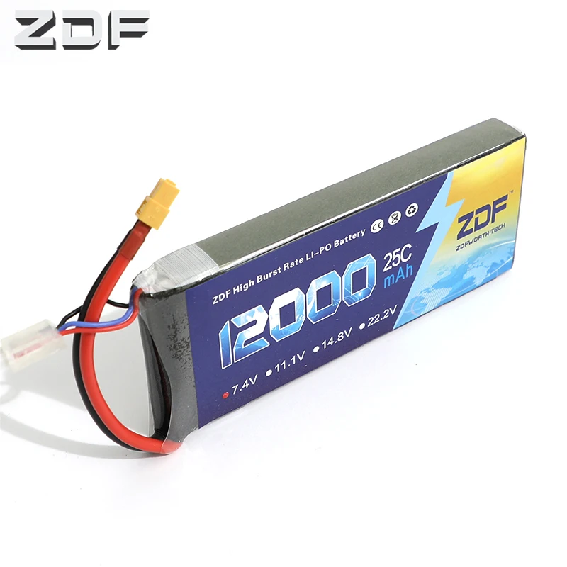 

ZDF 12000mAh 7,4 V 2S 25C RC Lipo батарея для вертолета S1000 Дрон FPV UAV автомобиль Лодка Дрон