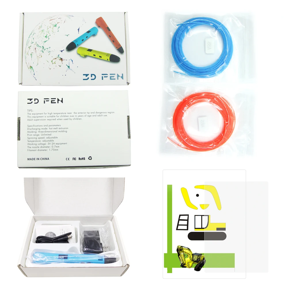 Qcreate QW01-012C 3D ручка ЖК-дисплей Экран регулируемым нагревом Температура 8-настройка скорости 3D печатная ручка Совместимость PLA PCL нити
