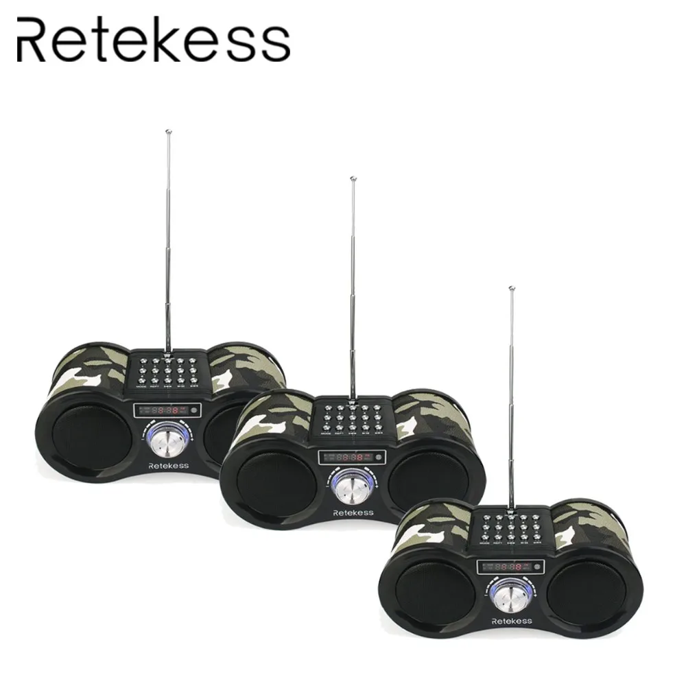 3 шт. RETEKESS камуфляж стерео fm-радио USB/TF карта с динамиком MP3 музыкальный плеер с пультом дистанционного управления приемник радио F9203M