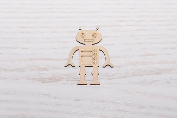 

Деревянная фигурка робота из фанеры, 4 размера, Неокрашенная, декоративный декупаж