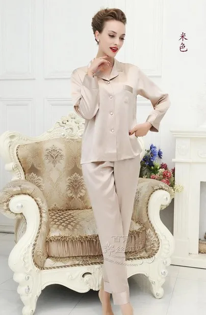 100% mulberry silk female household to take heavy silk pajama bigger sizes M - XXXL (rubber red)
