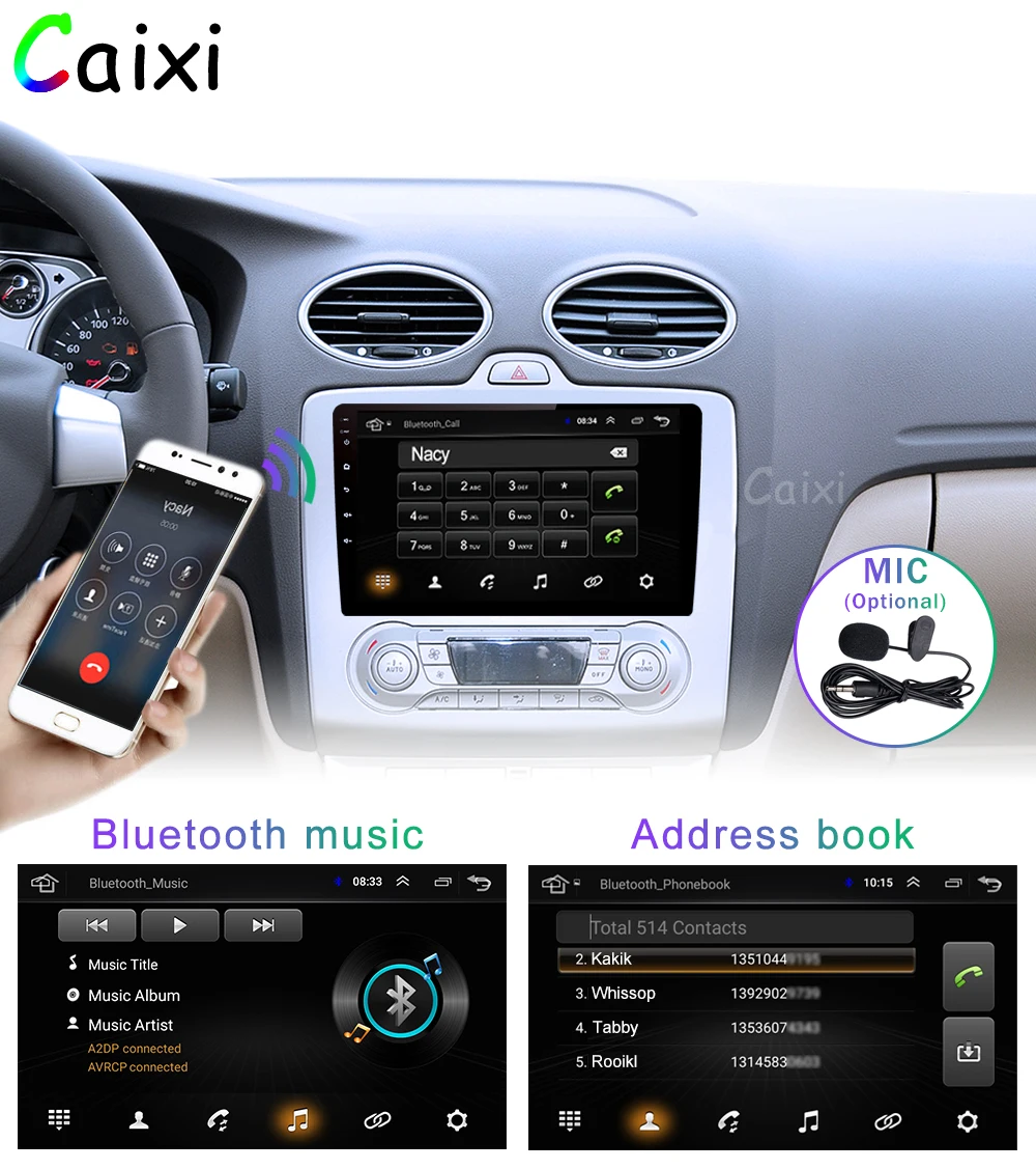 CAIXI 9 ''2.5D Android 8,1 автомобильный Радио мультимедийный плеер для 2004 2005 2006-2011 Ford Focus Exi AT 2DIN Gps навигация автомобильный DVd