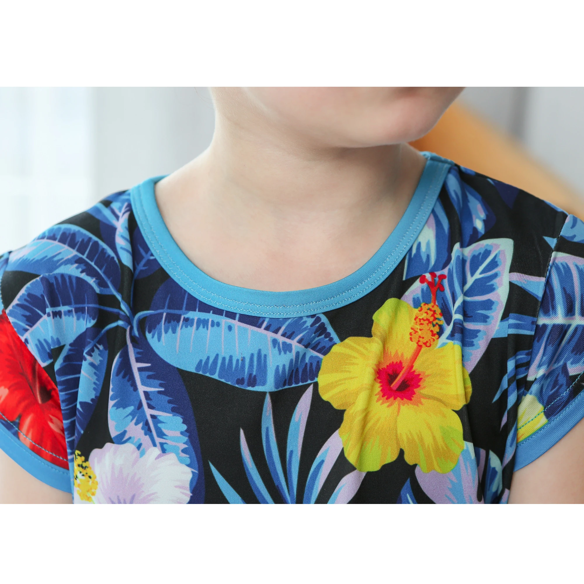 TINOLULING лидер продаж платье с коротким рукавом для девочек красочное синее летнее