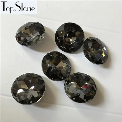 Topstone Baoshihua, 8 мм, 10 мм, 12 мм, 27 мм, Круглые Необычные камни, плоский верх, заостренные стеклянные кристаллы, 1216 для изготовления ювелирных изделий - Цвет: clear grey