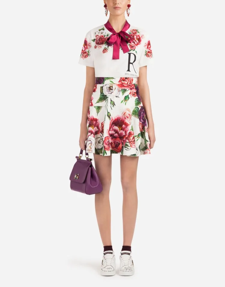Женская винтажная мини-юбка с высокой талией и цветочным принтом большие размеры