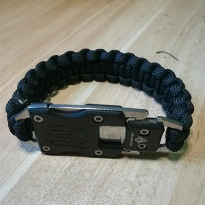 B Black and Black Мужской браслет для выживания на открытом воздухе, многофункциональные браслеты с парашютной веревкой, плетеные многофункциональные мужские браслеты, женский мужской браслет - Окраска металла: B Black and Black