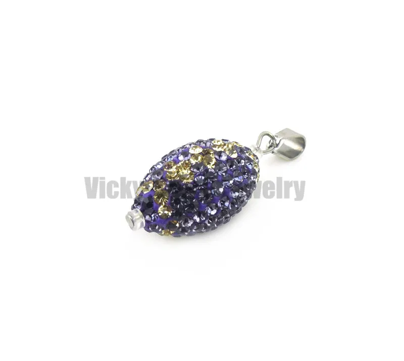 Free shipping Purple and Light yellow Color Crystals Pave ball bead pendant crystal necklace with Stainless Steel | Украшения и