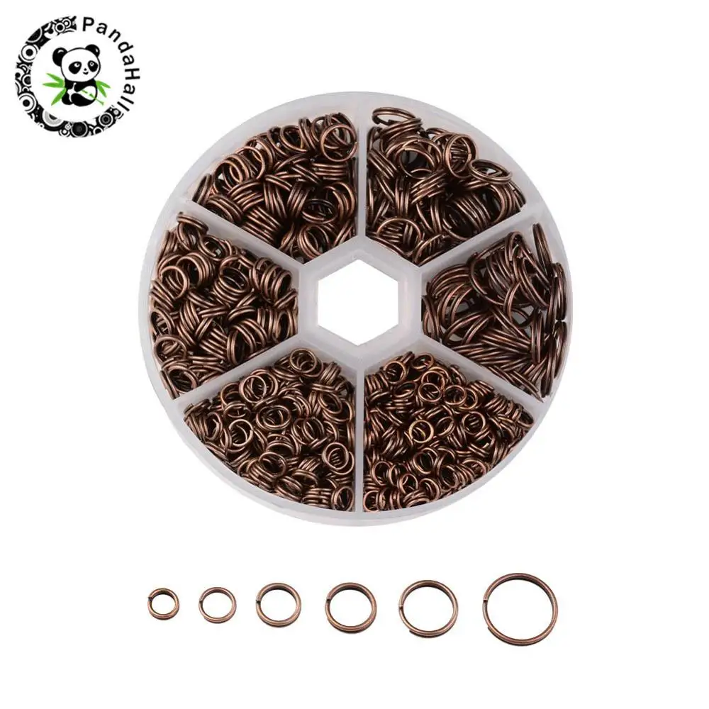 Red Copper 1 коробка, железное двойное Смешанное разъемное кольцо, кольца для изготовления ювелирных изделий 4 мм 5 мм 6 мм 7 мм 8 мм 10 мм - Цвет: Red Copper