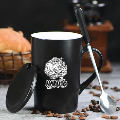 I OUSSIRRO Наруто Какаши Бесконечность кружки чистый цвет керамические кружки чашка с крышкой и ложкой кухонный инструмент подарок - Цвет: I