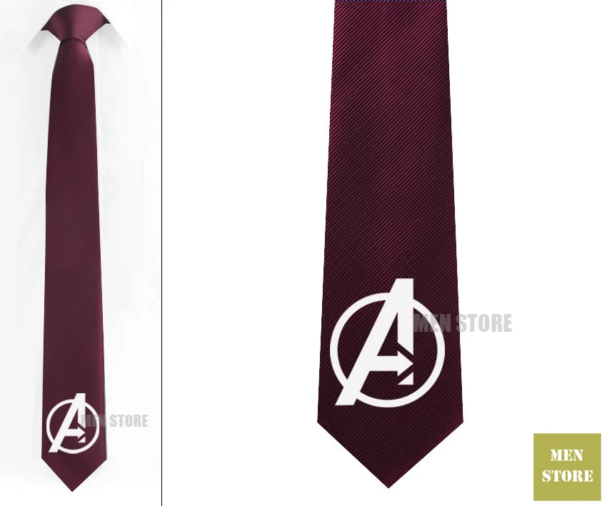 Dark Red tie-White Мужские жаккардовые галстуки с символами Мстителей, узкие галстуки 2,", 6 см, галстуки для свадебной вечеринки, галстук для жениха, запонки LK034M - Цвет: Dark Red tie-White