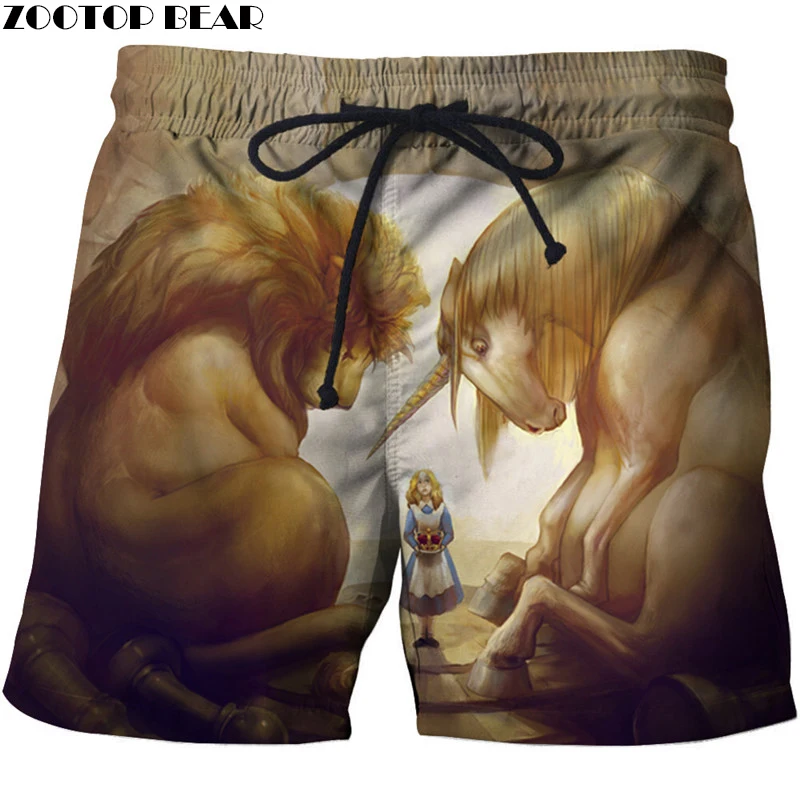 

Guar Men T-Short Swimwear 3D print Summer Surfing Beach Straight Short Bodybuilding Breathable Fitness Male Quick Dry Pants