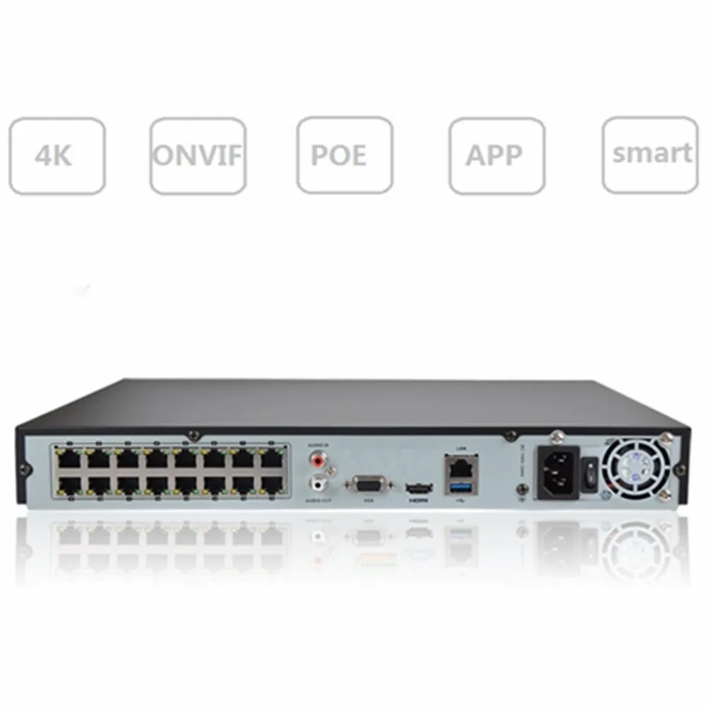 4K 16CH POE NVR Video Recorder H.265 HDMI VGA Playback Alarm Detection P2P ONVIF 2SATA HDD CCTV Surveillance For IP Camera | Безопасность