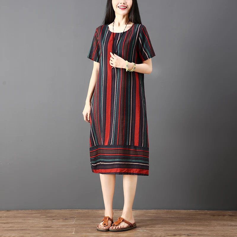 Китайский стиль Мода 2019 новые женские Платья повседневные хлопковые льняные