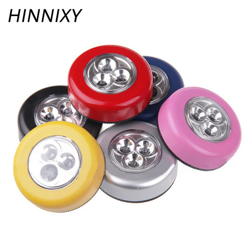 Hinnixy 3LED 4LED красочные мини сенсорные лампы холодный белый батарейный блок круглый