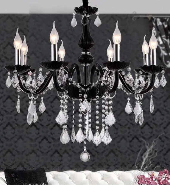 8 Lights Современная черная люстра, освещение для кухни, столовой, отеля, люстра с абажурами, люстры, блеск канделябро - Цвет абажура: 8 Lights