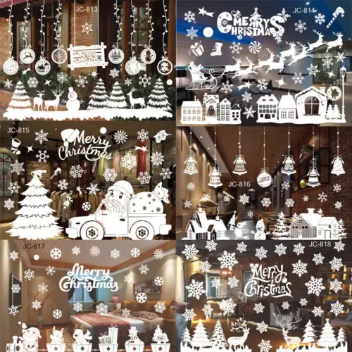 Merry Christmas Removable Art Vinyl Home and Window Wall Sticker Decoration Xmas Santa Claus Snowflakes Town Decal Decor | Дом и сад