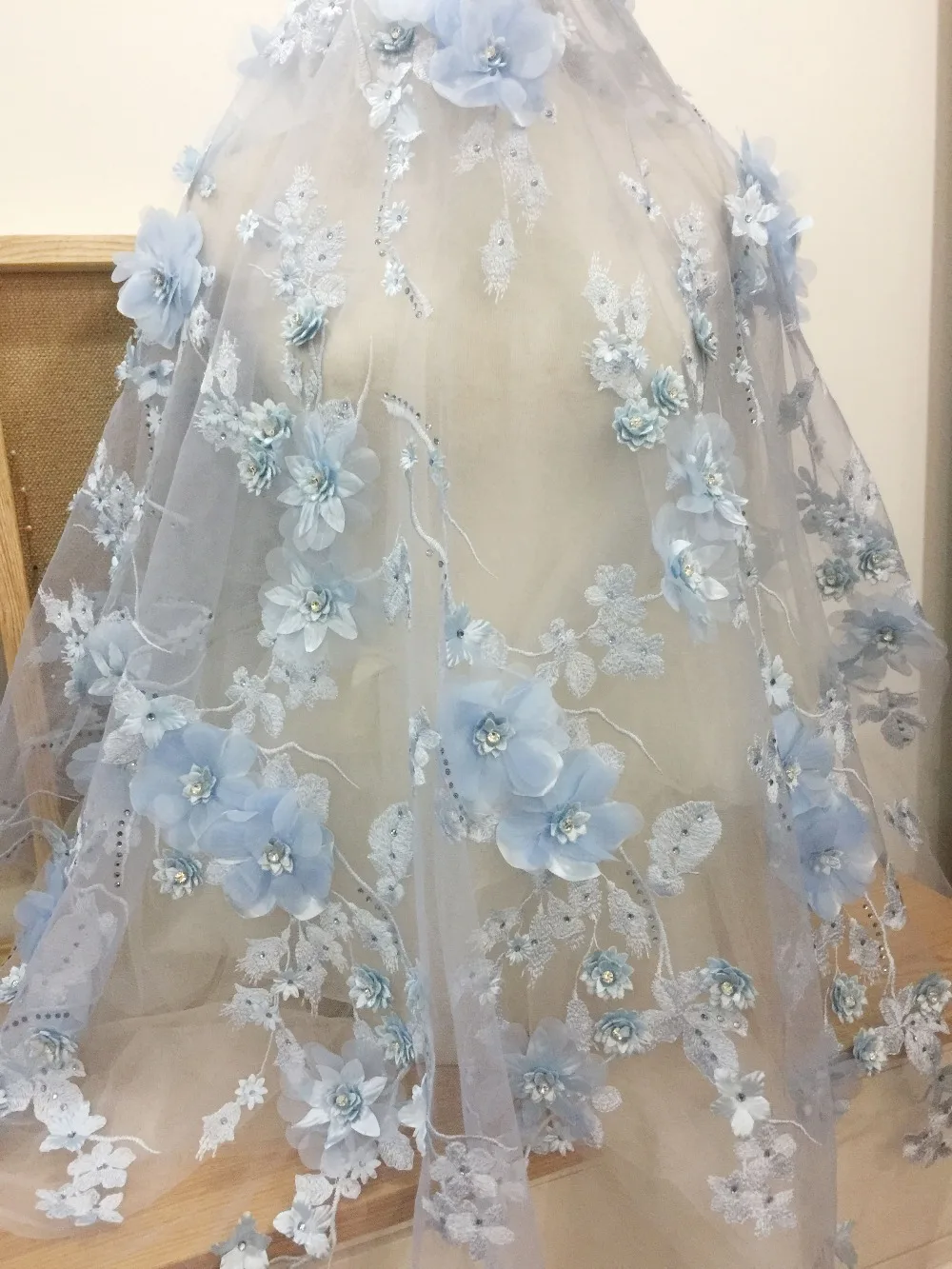 1 ярд Роскошные 3D Стразы детское нарядное платье украшенное бусинами и цветами