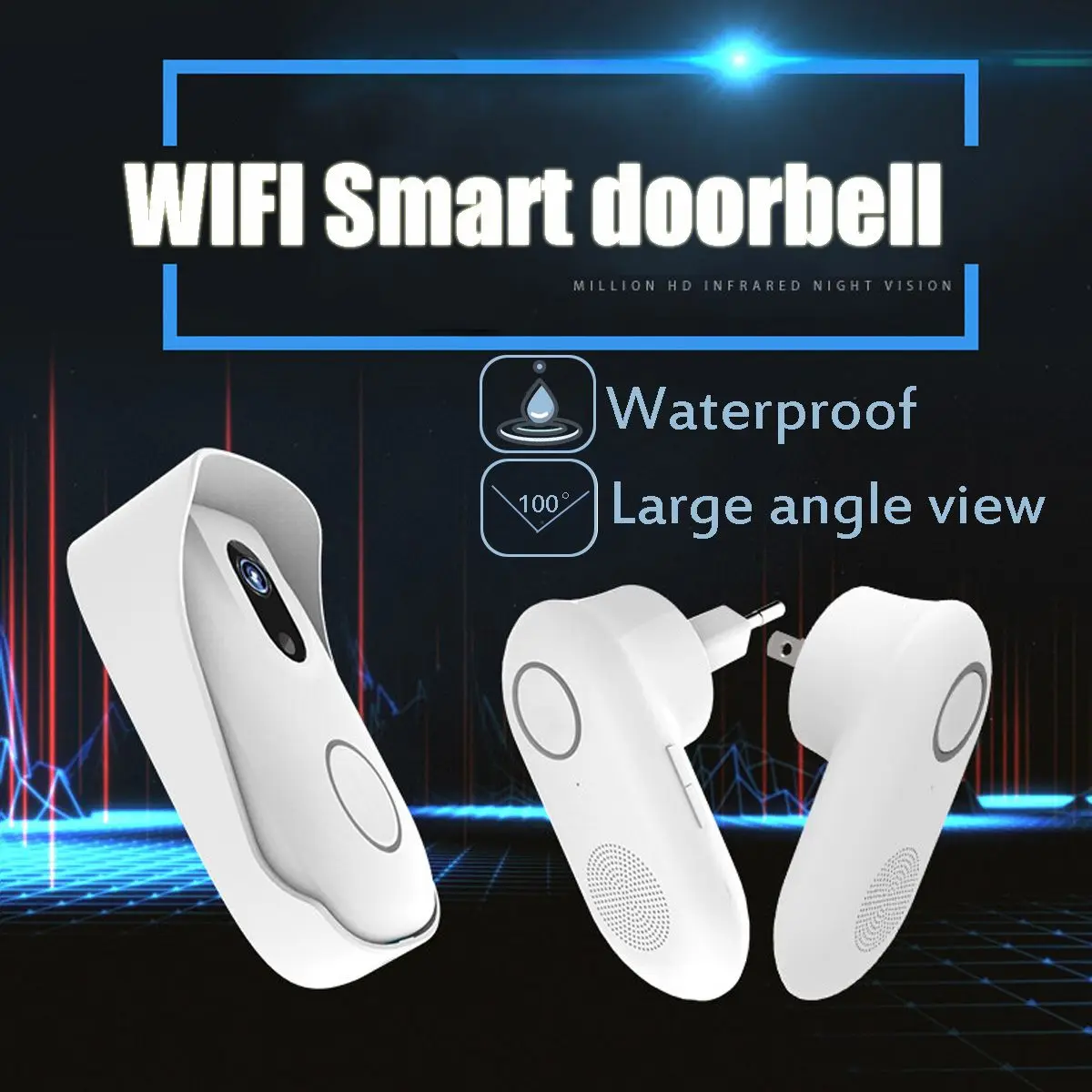 Waterdichte Opname Deurbel Wifi Rf Transmissionwireless Smart Deurbel Telefoon Inbraakalarm Nacht Vison Deurbel