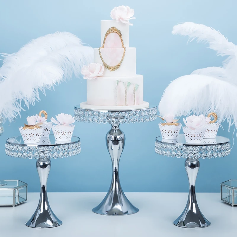 Серебряная Хрустальная подставка для торта зеркальное лицо помадка кекс сладкий