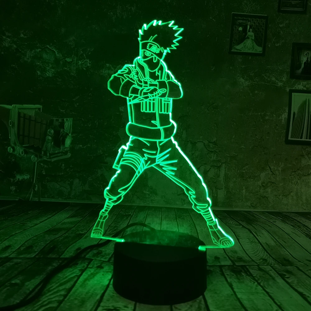 Dropship Created Boy Gifts Hokage Uchiha Sasuke 3D ночник 7 видов цветов Светодиодная детская лампа для